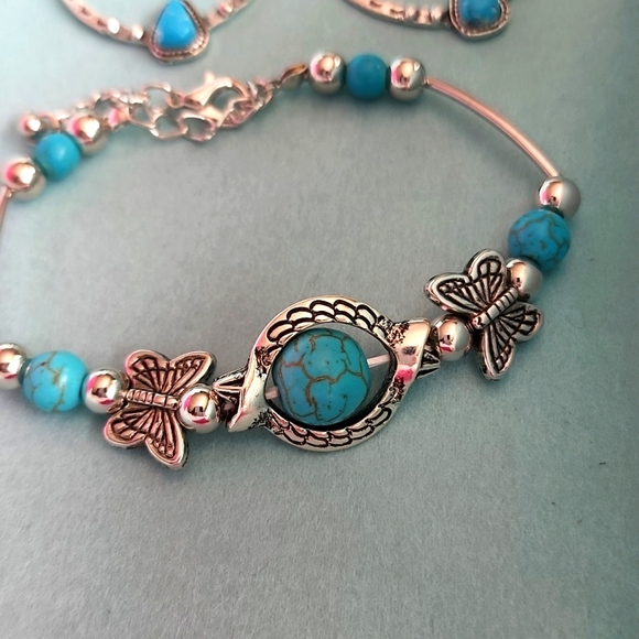 🚩New Just In 🌟Southwest Boho Earring Bracelet set Turquoise - Picture 2 of 3